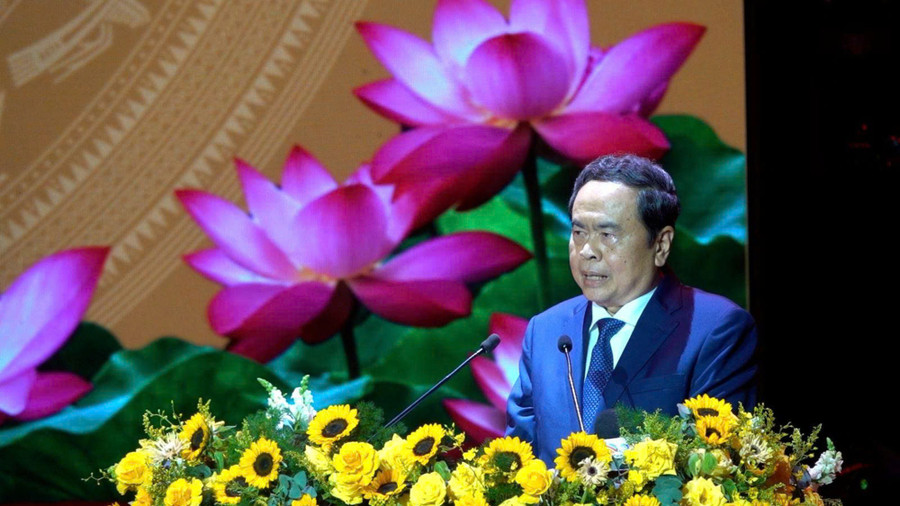 Chủ tịch Quốc hội Trần Thanh Mẫn phát biểu tại Lễ kỷ niệm.